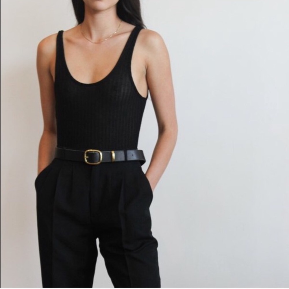 NWT Calder Black Navy Ribbed Body Suit Tank